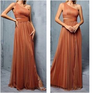 Luxe One Shoulder Split Thigh Cut out Formal Wedding Dress